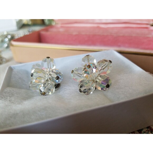 Aurora Borealis Crystal Clip-on Earrings - Picture 4 of 10